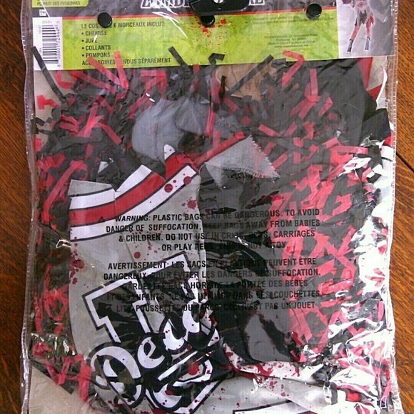 Cheerless Zombie Halloween Outfit Costume Fancy Dress Skirt Top Body Pom Pom - Picture 7 of 16